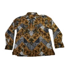 Batik Keris Multicoloured Animal Floral Tribal Pattern Shirt Mens Large