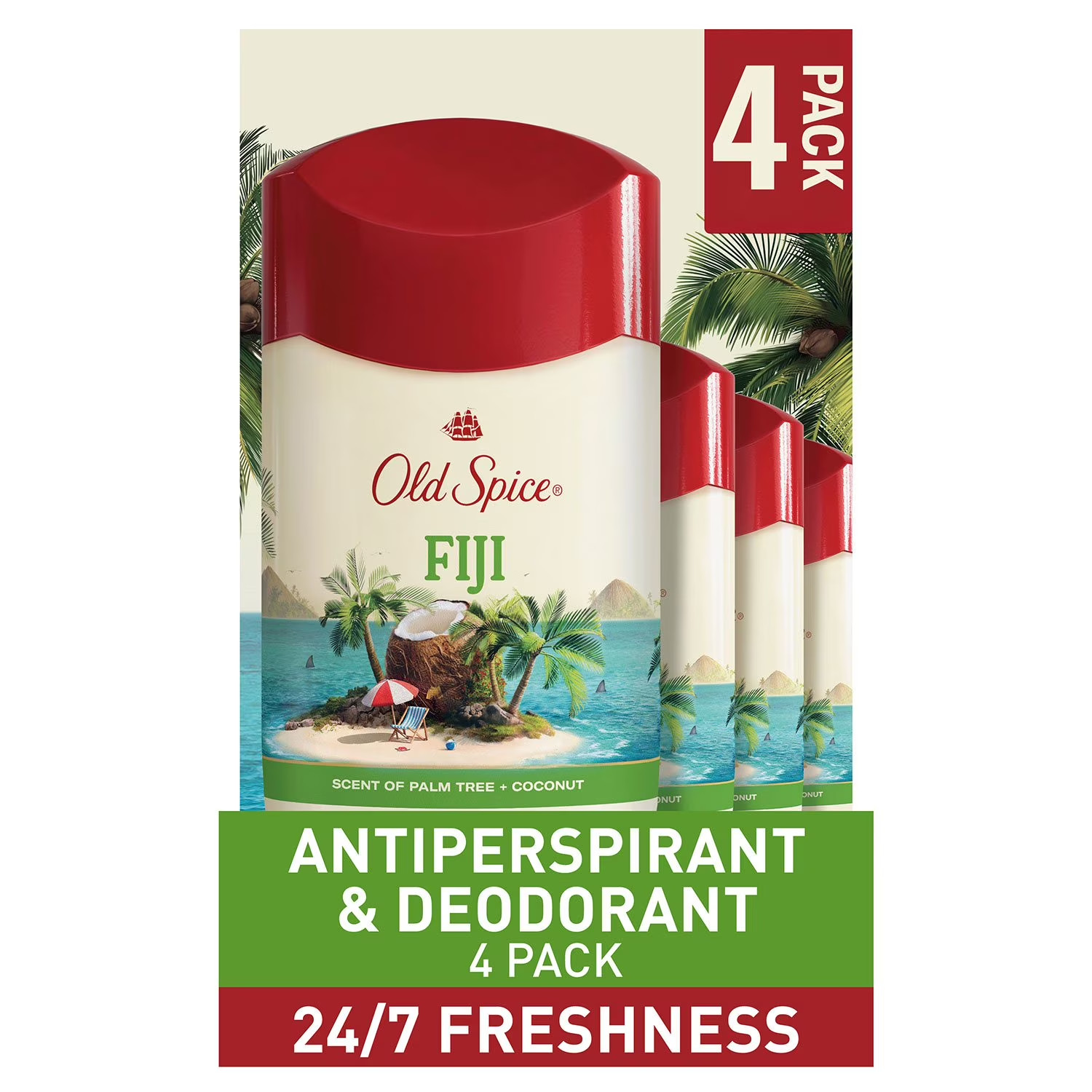 Old Spice Fiji Antiperspirant Deodorant, Palm Tree + Coconut