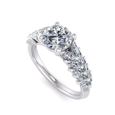 Diamond Engagement Ring 18k White Gold IGI Certified Lab Grown 3.55 Ct Round Cut - Image 1 of 4