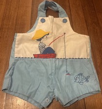 Vintage Toddler Boys Fishing Romper 60s 70s