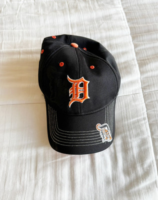 Detroit Tigers Hook and Loop Strap Baseball Hat Orange and Black One Size