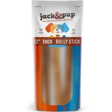 Jack&Pup 12 Inch Bully Sticks for Large Dogs (5 Pack) Thick Odor Free Bully S...