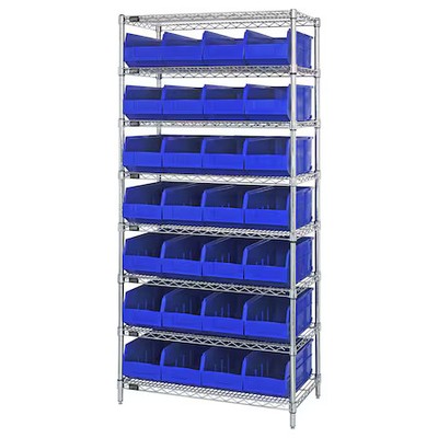 QUANTUM STORAGE SYSTEMS WR8-423BL Stackable Shelf Bin Steel Shelving Systems