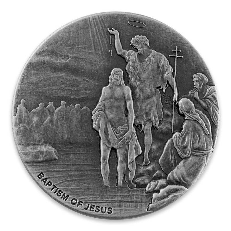 2017 2 oz Silver Coin Biblical Series The Baptism of Jesus collectible .999 fine