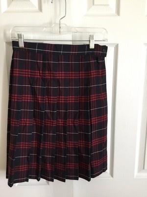 French Toast Pleated Red And Black Plaid Uniform Skirt Size Girls 12 NWT