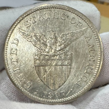 PHILIPPINES 1907 ~ SILVER PESO ~ U.S. TERRITORY