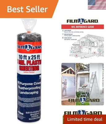 Multi-Purpose Polyethylene Sheeting 10' x 25' - Ideal for Vapor Barriers & More