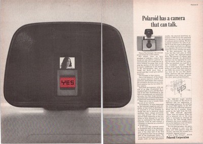 Polaroid Swinger 2pg Print Ad 1966 Vintage Camera YES NO Exposure Control