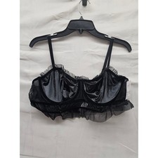 Auden Black Mesh Ruffle Bralette Underwire Lingerie Top Size L New 023103207