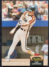 1992 Luis Gonzalez (RC) Houston Astros MLB Topps Stadium Club Rookie Card #227. rookie card picture