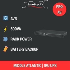 Middle Atlantic 1 RU UPS Backup Power 500VA UPS-S500R 