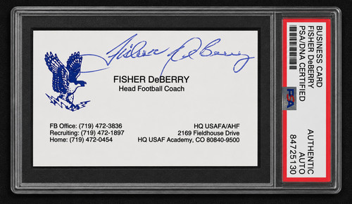 Signed Fisher DeBerry Business Card Autograph US Air Force HC USAF HOF Auto PSA