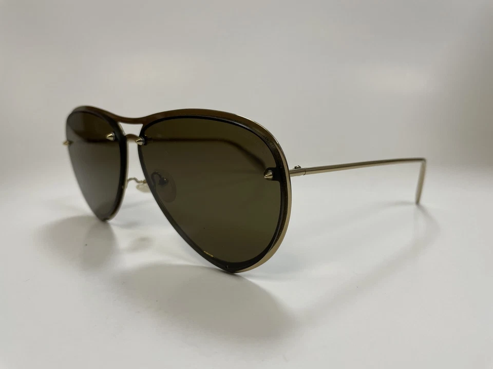 Auténticas gafas de sol Alexander McQueen 0102S 004 de metal dorado de moda lentes marrones Foto 2 de 4