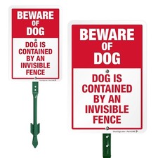 Beware of Dog Sign, Dog Contained by an Invisible Fence for Yard, Lawn, Home ...