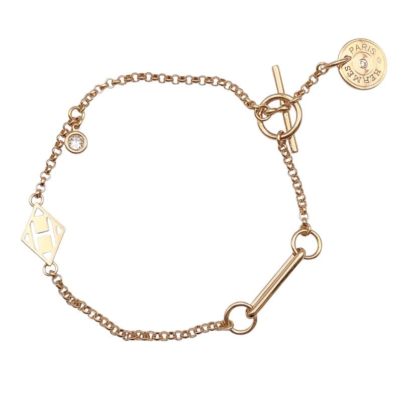HERMES Gambade Diamond Bracelet K18 Pink Gold #129
