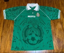 Vintage Mexico Soccer  POLO Jersey Green Federation Mens XL All Over Print