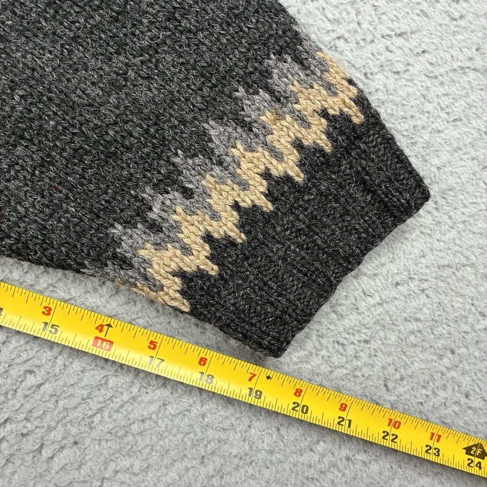 J.Crew Hand Knit Sweater Men’s XL Gray Fair Isle 100% Wool Nordic Knit Jumper - Image 4 of 4