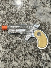 VINTAGE 1950'S TOY METAL DERRINGER CAP GUN 3 1/2" Marked Orange marked