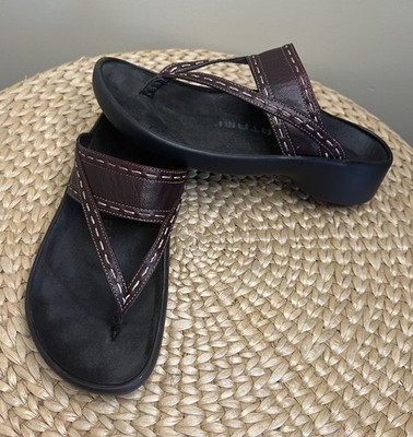 Birkenstock Tatami Sandals Brown Leather Thong Flip Flops Womens 41 US 10-10.5