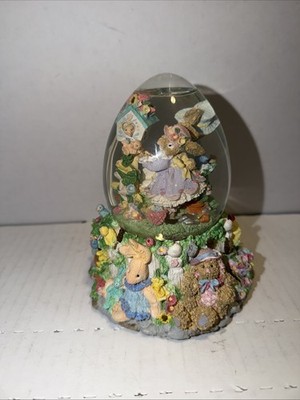 Easter Bunny Rabbit Musical Snow Globe plays ''Here Comes Peter Cottontail''