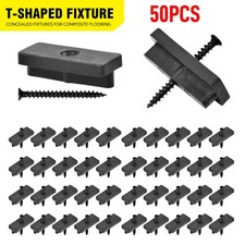 50x Composite Decking Clips BLACK Stainless Screws Hidden T Clips Fasteners