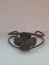 Vintage Stuart NYE Dogwood Flower Sterling Silver Cuff Bracelet Wrist