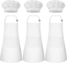 Kids Apron and Chef Hat Set Children Apron Adjustable with 2 Pockets Children