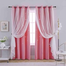 ROMANTIC KIDS CURTAINHOLLOWOUT STARS WINDOW CURTAIN DOUBLE LAYER BLACKOUT CURTAI