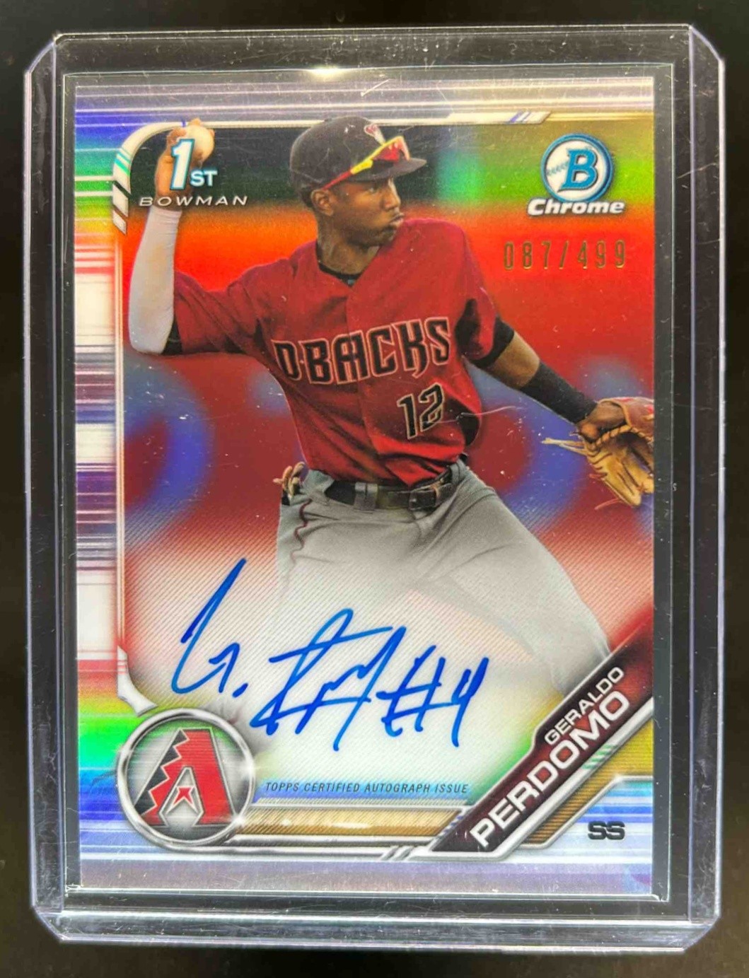 2019 Bowman Chrome Geraldo Perdomo Prospects Auto Refractor #87/499 Diamondbacks