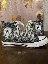 Big Kid's Converse Chuck Taylor All Star High top Black Glitter Shoes Size 5