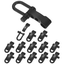 14-Pack Paracord Bracelet Shackle Buckle O Type Black, Round Head