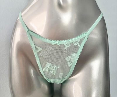 Victoria's Secret V String Panty Aqua Butterfly Mesh Nwt S M L 2XL
