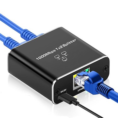 RJ45 Splitter 1000Mbps, Gigabit Switch Ethernet RJ45 1 of 2 LAN Splitter pour...