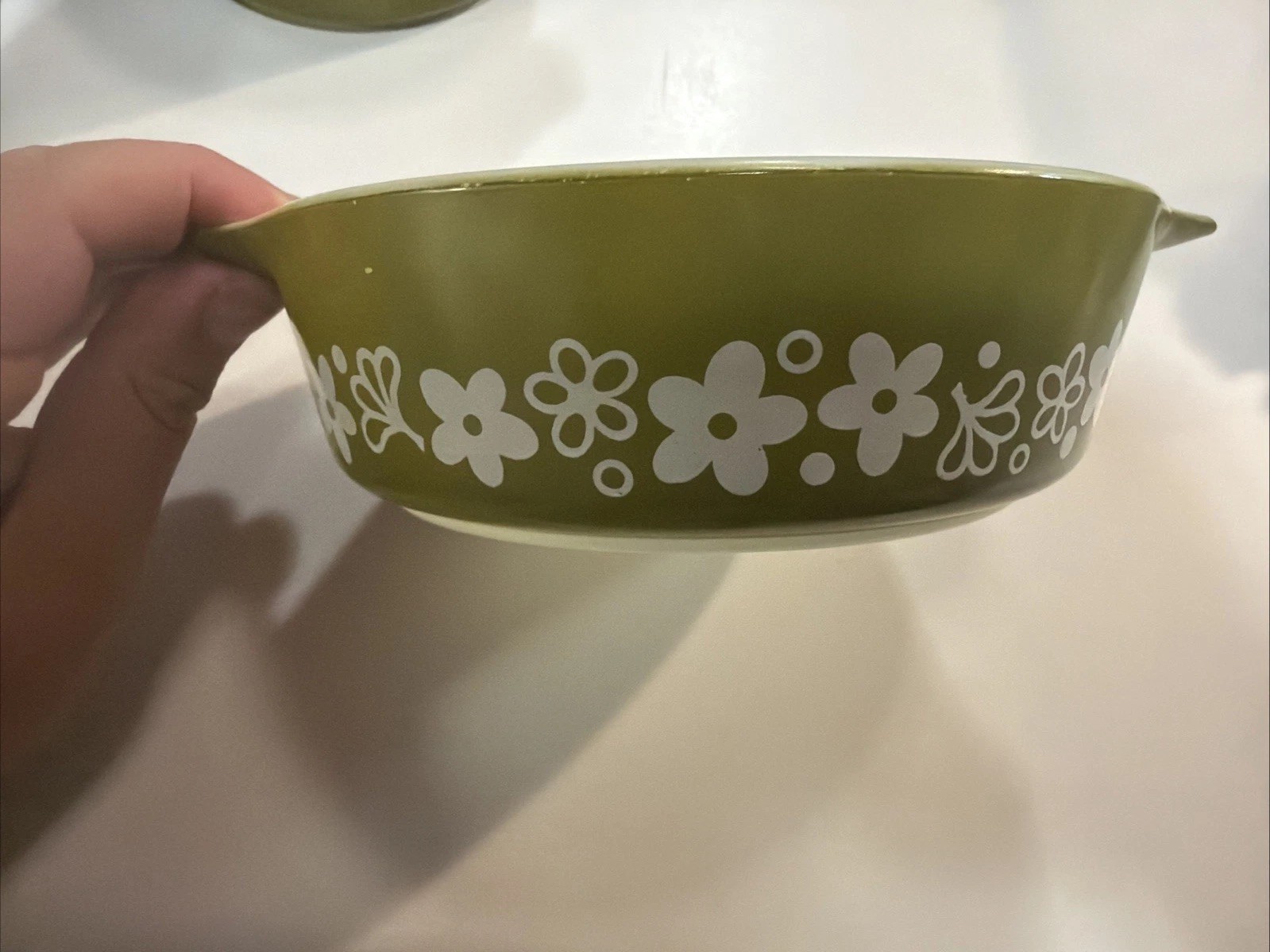 Vintage Pyrex No 471 Crazy Daisy Spring Blossom 1 Pt Green Casserole Dish No Lid