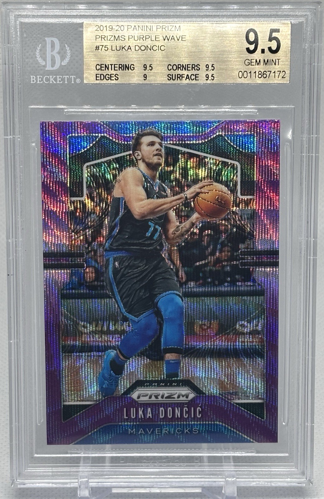 2019-20 Panini Prizm #75 Luka Doncic Purple Wave Prizm SP BGS 9.5 GEM MINT