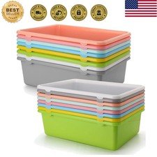 16 Pcs Large Plastic Book Bins for Classroom Cubby Storage Bins Bulk 15.3 x 1...