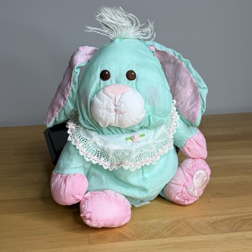 Vintage 1986 Fisher Price PUFFALUMP coniglietto coniglio verde menta rosa pizzo 10" nylon - Foto 7 di 18