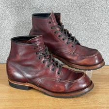 Red Wing 9010 Beckman Moc Toe Boots Black Cherry Featherstone UK 7.5 Made In USA