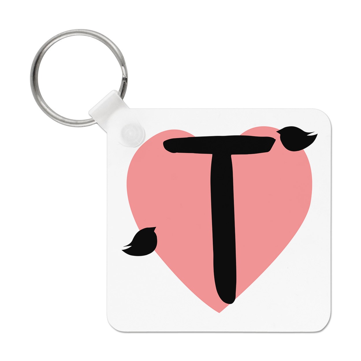 Letter T Heart Alphabet Keyring Key Chain - Valentines Day Love Girlfriend
