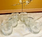 6 Vtg Art Deco Anchor Hocking Manhattan Park Ave Beehive Glass Tumblers