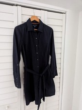 Tommy Hilfiger Stretch Belted Collared Shirt Dress Black Long Sleeve Size L