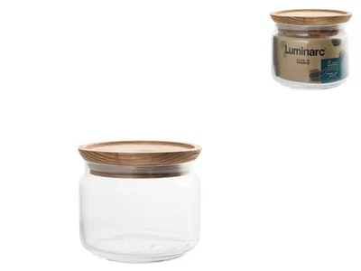 Bocal En Verre Luminarc Purebox Avec Couvercle En Bois 0,5 L - Photo 1/3