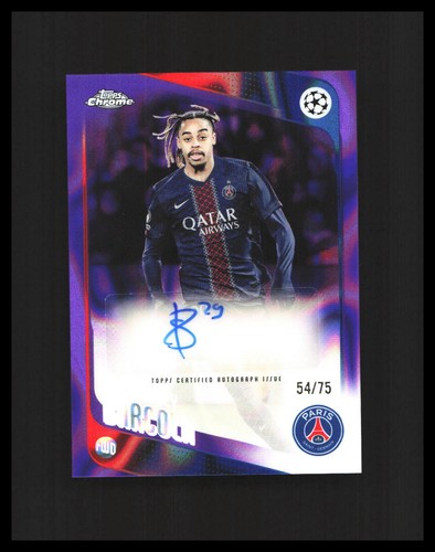 2025-26 Bradley Barcola Auto Chrome UEFA Club Comp Purple Lava /75 #CA-BB PSG