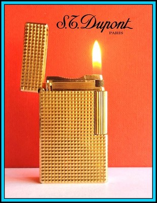S.T. DUPONT Line 1 LARGE Yellow Gold Plated Lighter / Briquet - JUST SERVICED
