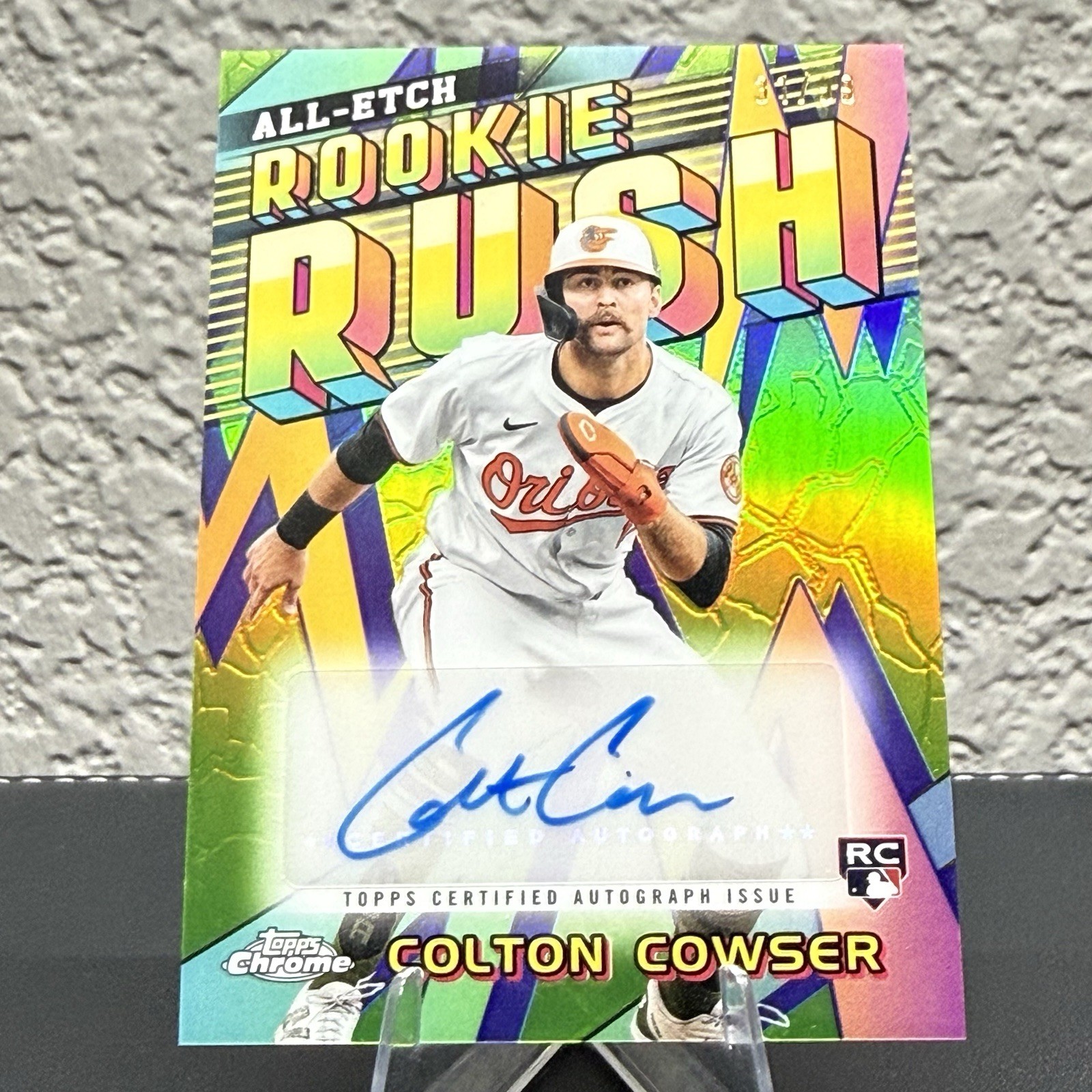 2024 Topps Chrome Update Colton Cowser All-Etch Rookie Rush RC GREEN AUTO  /99