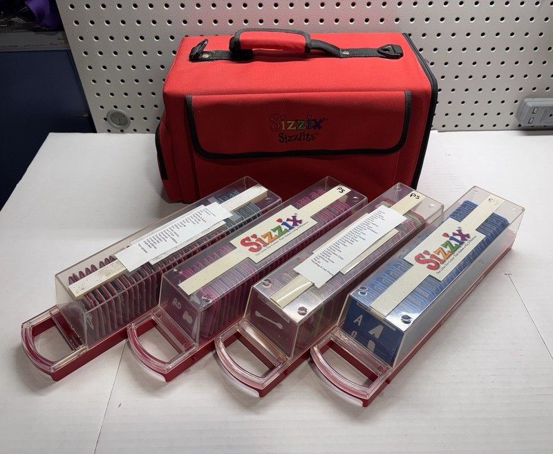 Sizzix Sizzlits Die Storage Case + Multiple Dies Organizer Craft Bundle Red Bag