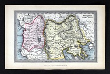 1847 Archer Map Ancient Macedonia Illyria Greece Illyricum Chalcidice Albania