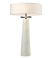 Tischleuchte Marmor Stoff 63,5 Cm Weiß 2X E27 Beistell Nachttisch Lampe Quirla