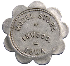 Inwood Iowa, Model Store   25¢  Token (0762) 
