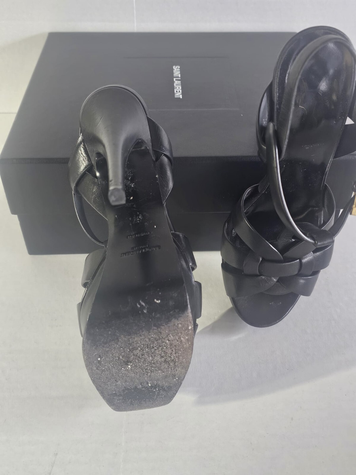 Saint Laurent Tribute 105 sandali plateau donna EU 37 nero tacco a spillo